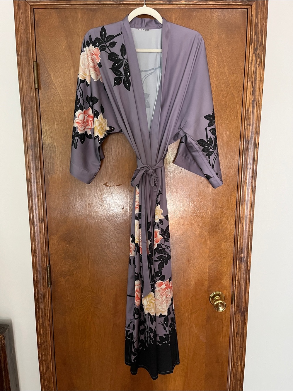 BLUSH ROSE LONG KIMONO ROBE - Picture 2 of 13
